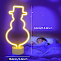 Miniatyrbillede 3 af 5: Neon Skilt Snemand Led Natlys Lampe med Holder Base