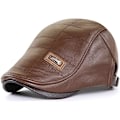 Miniatyrbild 1 av 5: Herrar Varm PU Läder Flat Cap Newsboy Cap Vintage Basker Driving Irish Flat Hat Engelsk Farfarhatt
