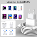Miniatyrbilde 4 av 4: Veggadapter for, Hurtiglader for iPhone 15/14/14Pro/14 Pro Max/14 Plus 13 12 11 XS MAX XR X, 20W USB C Plugg med 2M Kabel