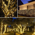 Miniatyrbillede 2 af 5: Solcelledrevne udendørs lyskæder, 22M 200 LED (sort guld farve)