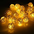 Miniatyrbillede 1 af 5: Rattan Ball LED-lyskæde, 20 LED-kuglelys Dekorative 5cm