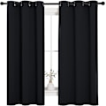Miniatyrbilde 1 av 4: Pitch Black Solid Termisk Isolerte Grommet Blackout Gardiner (2 Paneler, 42 Tommer Bredde x 63 Tommer Lang, Svart)