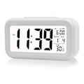 Miniatyrbild 1 av 5: LED Väckarklocka Digital Snooze Sömn Aktiverad av Sensor Ljus Bakgrundsbelysning Datum Temperaturvisning (Vit)