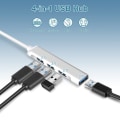 Miniatyrbillede 2 af 5: USB-hub, ultraslank 4-poorts (1*USB3.0 & 3*USB2.0), multi-USB-adapter til pc, notebook, MacBook, stationær, PS3 PS4, Xbox, Wii, XPS, mobil HDD - sølv