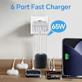Miniatyrbilde 2 av 5: USB-lader, 65W 6-Port USB Hurtiglader med QC 3.0-lader, Universell USB Vegglader for 15 Pro Max 14 Plus 13 12 11 SE XR, iPad, Samsung
