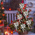 Miniatyrbillede 6 af 7: Juleblomst Kunstige Blomster, 6 stk. Juletræ Blomst Dekorationer Røde Juleblomster Juledekorationer med Klips