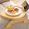 Miniatyrbillede 1 af 7: Bambus Sofa Arm Tray Bord med Roterende Mobilholder, Stabil Sofa Armlæn, Klips-På Sofa Tray Bord til Brede Sofaer