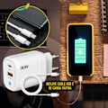 Miniatyrbilde 5 av 5: 3-Stjerner | 30W USB-lader | USB-C Kabel | 2 Porter: USB-C + USB-A | QC 3.0 Hurtiglading | CE-Sertifisert | Kompatibel med Mange Enheter