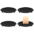 Miniatyrbilde 1 av 5: Lysestaker 4 stk. Sorte Retro Pillar Lysestaker 10cm Jern Lysbrett Lysestaker Lys Rund Votive Lysestaker Brett Dekorasjoner