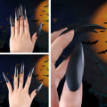 Miniatyrbild 4 av 4: Halloween Häxans Falska Nagelspetsar - 10 st Full Cover Stiletto Naglar för Zombie Cosplay