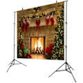 Miniatyrbillede 2 af 7: Julebaggrund Xmas Pejs Baggrunde Røde Strømper Gaver til Fotoshoot Dekoration Billede Banner Bås Rekvisitter