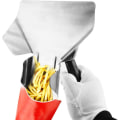Miniatyrbillede 2 af 5: Popcorn-ske "French Fries Shove-l" - Hjemmepopcorn-ske i Rustfrit Stål - Chips-posefylder (Størrelse: Dobbelt Håndtag)