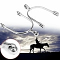 Pikkukuva 4 / 5: Hevoskannukset, 1 pari ruostumattomasta teräksestä valmistetut ratsastuskannukset, rullapallohevoskannukset, All Around Walking Horse Roping Spurs Ratsastushevosvarusteet