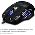 Miniatyrbillede 2 af 5: Ledningsforbundet gaming mus, 2400 DPI, 7 knapper ergonomisk mus, USB optisk mus, computermus, ledningsforbundet mus til PC, bærbar, sort