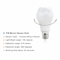 Miniatyrbilde 5 av 5: 5W E27 LED-pære med PIR-bevegelsessensor (2 stk., varm hvit 3000K)