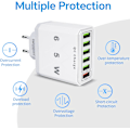 Miniatyrbilde 5 av 5: USB-lader, 65W 6-Port USB Hurtiglader med QC 3.0-lader, Universell USB Vegglader for 15 Pro Max 14 Plus 13 12 11 SE XR, iPad, Samsung