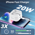 Miniatyrbillede 5 af 8: Hurtiglader 20W USB C Hurtiglader Stik og USB C til Lightning Opladningskabel 2M, Velegnet til iPhone13 14 15 13Pro 14Pro 15Pro