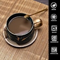 Miniatyrbillede 4 af 5: Pieces Cappuccino Kopper med Underkopper, 300ml Porcelæn Espresso Kopper til Te Kaffe Cappuccino, Kaffe Kopper med Træskive (Grøn*2)