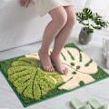 Miniatyrbild 1 av 5: Blad badrumsmattor, halkfria mjuka mikrofiber badmattor, extra mjuka vattenabsorberande maskintvättbara duschmattor (grön, 16\" x 24\")