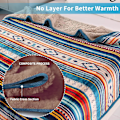 Miniatyrbilde 5 av 6: Flanellteppe Blå Stripe Myk Komfortabel Vendbar Sherpa Fleece Kastteppe, Luksuriøs Stor Flanell Kast for Sofa Setteplass Seng, 150x200 cm