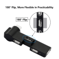 Miniatyrbilde 2 av 5: 180 ° Rotasjon USB Extender Hub, 4 Port USB Hub Strømadapter for PC, Bærbar PC, Tastatur, Mus, Harddisker og Andre USB 2.0 Adapter(Svart)