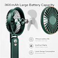 Miniatyrbillede 3 af 5: Bærbar Håndholdt Ventilator, Batteridrevet Lille Håndholdt Ventilator 180° Justerbar 5 Hastigheder, 3600mAh USB Genopladelig Foldbar Ventilator med Display, Mini Ventilator