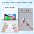 Pikkukuva 3 / 5: Latauskahva Nintendo Switch/OLED:lle, latausjoystick, mukava V-muotoinen peliohjain akun merkkivaloilla white