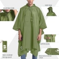 Miniatyrbillede 4 af 6: 3-i-1 Multifunktionel Regnponcho Voksen 85,8 x 55,5 tommer Polyester Udendørs Regnbeklædning - Vandafvisende Regnjakke, Solskærm Tarp, Teltunderlag