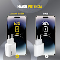 Miniatyrbilde 4 av 5: 3-Stjerner | 30W USB-lader | USB-C Kabel | 2 Porter: USB-C + USB-A | QC 3.0 Hurtiglading | CE-Sertifisert | Kompatibel med Mange Enheter