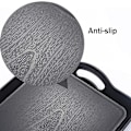 Miniatyrbilde 3 av 4: 3-pak svarte serveringsbrett med håndtak, 40,6 x 28 x 3 cm rektangulært, sklisikkert, allsidig brett i plast