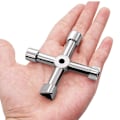 Miniatyrbillede 2 af 5: Multifunktionel 4-vejs Universal Trekantnøgle, Multifunktionel, Universal Krydsnøgle, til Elevatorer, Elektriske Skabe, Ventiler (Sølv)