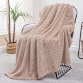 Miniatyrbillede 1 af 6: Stor Flanel Fleece Pled, 180*200 CM Sofa Pled, Blød Jacquard Vævet Bladmønster Pled til Sofa