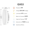 Miniatyrbillede 2 af 5: GX53 LED-pærer, 5W svarende til 40W, 3000K varmt hvidt lys 4 stk.
