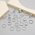 Miniatyrbillede 2 af 5: 22 Styk Kvinder Ringe Rustfrit Stål Ringe Stabelbare Knoringe Sæt til Kvinder Knoringe Mellemfinger Ringe Sølv