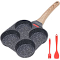 Miniatyrbillede 1 af 5: 4-rums Stegepande, Non-stick Aluminium Pandekage- og Omeletpande til Morgenmadsomeletburger, Velegnet til Gasblus og Induktionskomfur (Sort)