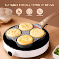 Miniatyrbillede 3 af 5: 4-rums Stegepande, Non-stick Aluminium Pandekage- og Omeletpande til Morgenmadsomeletburger, Velegnet til Gasblus og Induktionskomfur (Sort)