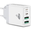 Miniatyrbillede 1 af 5: USB C Oplader, 4 Port Multi Oplader, 40W Hurtig Oplader PD 3.0 Strømadapter USB Strømforsyning til iPhone 16 15 14 Pro Max 13 12 11 SE 2020 XS XR
