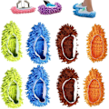 Miniatyrbild 1 av 5: Mopptofflor 4 Par Tvättbara Mopptofflor Multifunktionella Chenille Fiber Tofflor Badrum Kontor Kök Hushåll Polering Rengöring Mopptofflor
