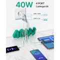 Miniatyrbild 2 av 5: USB C Laddare, 4 Portars Multi-Laddare, 40W Snabbladdare PD 3.0 Strömadapter USB Strömförsörjning för iPhone 16 15 14 Pro Max 13 12 11 SE 2020 XS XR