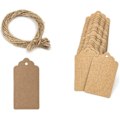 Miniatyrbillede 1 af 5: 100 stk. 3 x 5 cm gavemærker - 20 m lang naturlig jutesnor, brun - Premium kvalitet dobbeltsidede kartonmærker - Perfekt til gavemærker, prismærker og DIY