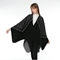 Miniatyrbillede 2 af 4: Grå Dame Poncho Uld Vinter Oversized Tæppe Sjal Ekstra Stor