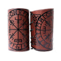 Miniatyrbillede 1 af 5: 2 stk. Læder Handske Armbånd Punk Bracer Læder Arm Beskyttere Handske Viking Runisk Kompas Præget Arm Bracers Middelalderlig (Brun)