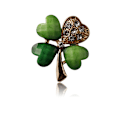 Miniatyrbillede 4 af 5: 4 stk. Firkløver Brosche Pin Grøn Rhinestone Brosche Legering Cr