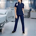 Pikkukuva 5 / 5: Pehmeä yläosa ja collegehousut lemmikkieläinten trimmaajille, kauneushoitoloille, kylpylöille ja kosmetologeille (tummansininen L) Navy Blue L