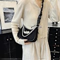 Miniatyrbillede 4 af 5: Mode Sløjfer Retro Håndtaske Til Damer Alsidig PU Læder Underarmstaske Casual Skuldertaske Crossbody Taske Sort Black