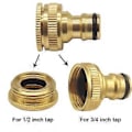 Miniatyrbillede 2 af 5: 4 Stykker Have Messing Vandhane Konnektor, 1/2 Tomme og 3/4 Tomme 2-i-1 Hun til Slids Adapter