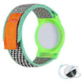 Pikkukuva 1 / 5: Nailonpunottu ranneke TPU-kotelolla ja näytönsuojalla Apple AirTag Tracker -rannekkeelle Loop Fastener/Green+Grey
