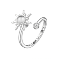 Miniatyrbillede 3 af 3: Fidget Ring til kvinder og piger - Åben justerbar ring mod angst - Solsikke, tusindfryd, månesten, stjerne, kno - Spinnerringe