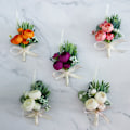 Miniatyrbilde 2 av 3: 14x9x9cm flerfarget bryllupsgave 2 stk. utsøkte bryllupsbrystblomster, rosa bryllupsbrudgommens brystblomst