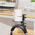 Miniatyrbilde 3 av 5: (grå) Skrivebordskoppholder, 2 i 1 justerbar metall PC spillkoppholder
